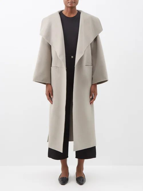 Signature Pressed Wool-blend Coat - Womens - Light Grey