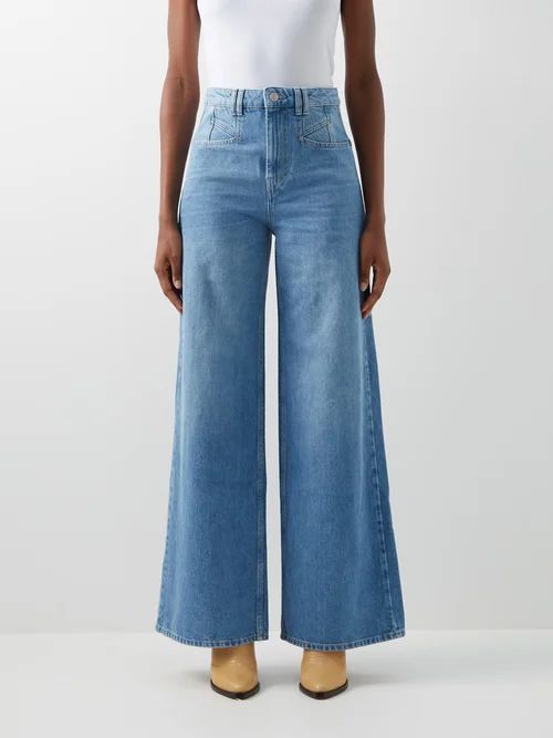 Lemony High-rise Wide-leg Jeans - Womens - Light Blue