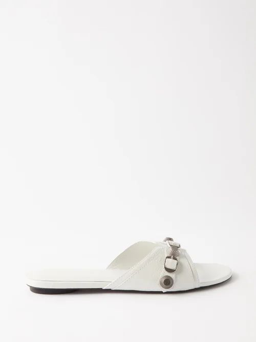 Cagole Studded Leather Sandals - Womens - White