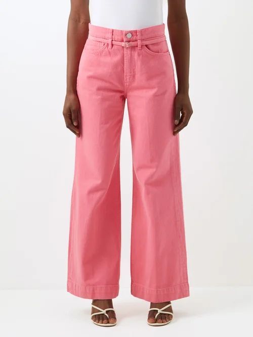 Belted High-rise Wide-leg Jeans - Womens - Pink