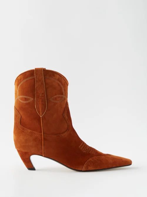 Dallas Suede Point-toe Boots - Womens - Brown