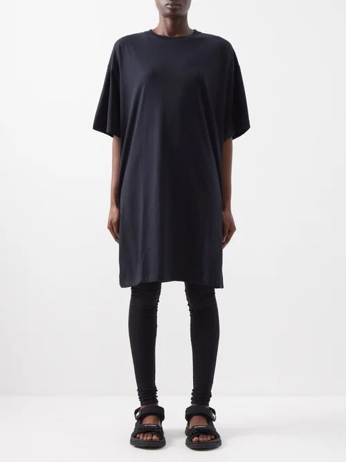 Recycled-yarn Knee-length T-shirt Dress - Womens - Navy