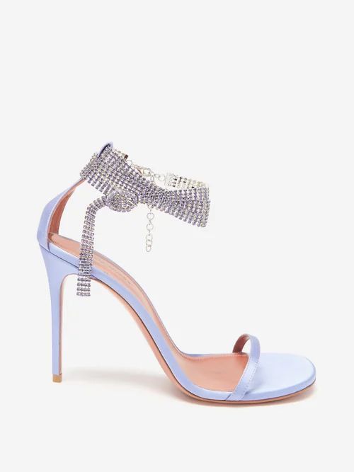 Georgia Crystal-strap Silk-satin Sandals - Womens - Blue