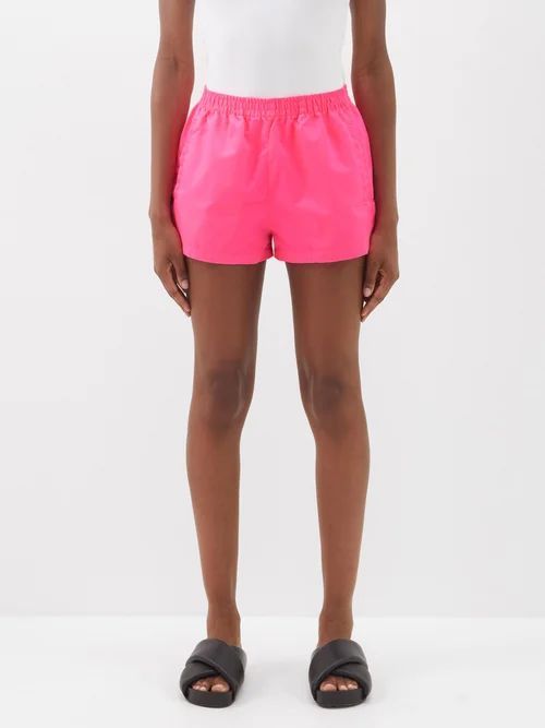 Perla Elasticated-waist Twill Shorts - Womens - Pink