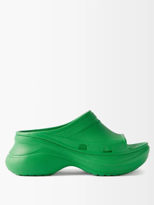 X Crocs Logo-embossed Platform Slides - Womens - Green
