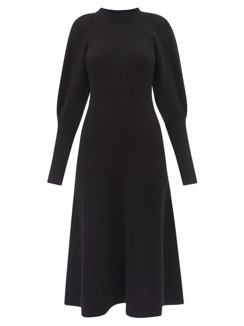 Ribbed Cashmere-blend Midi Sweater Dress - Womens - Black