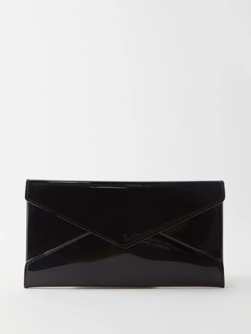 Envelope Patent-leather Clutch Bag - Womens - Black