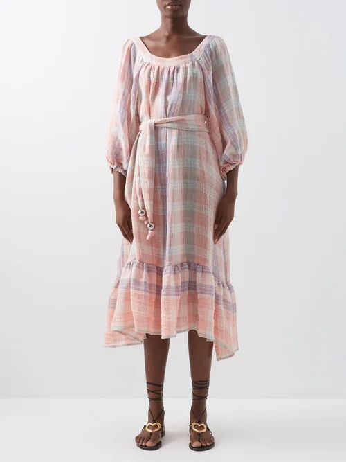 Laure Check Cotton-gauze Midi Dress - Womens - Multi