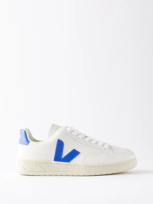 V-12 Leather Trainers - Womens - White Blue