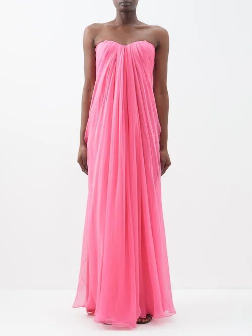 Draped Chiffon Gown - Womens - Pink