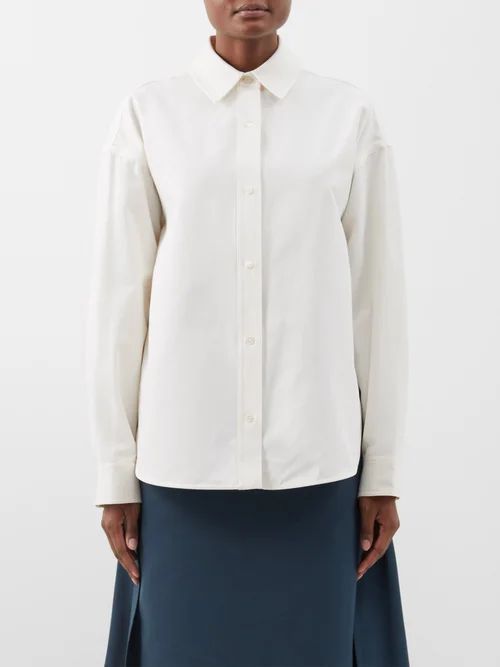 Leonora Cotton-blend Grosgrain Shirt - Womens - Ivory