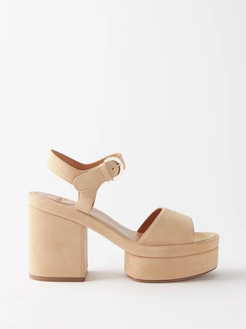 Odina 65 Suede Platform Sandals - Womens - Light Brown