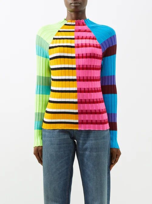 Colour-blocked Striped Wool-blend Sweater - Womens - Multi