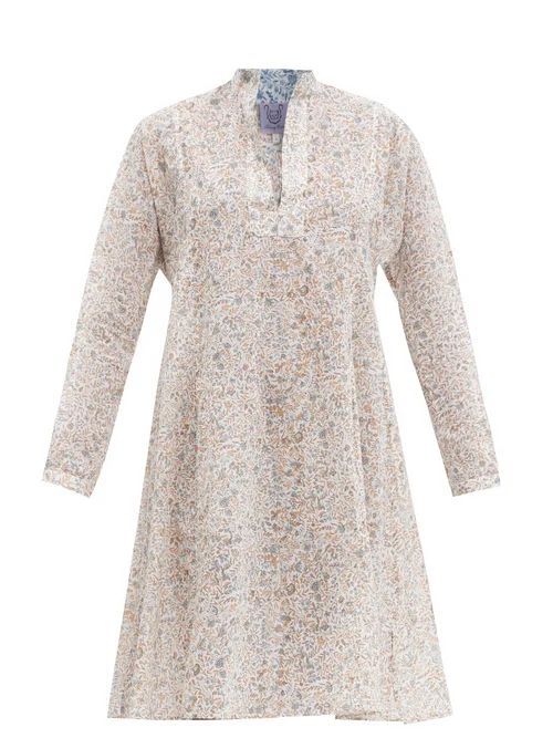 Parvati Floral-print Cotton-poplin Mini Dress - Womens - Brown Print