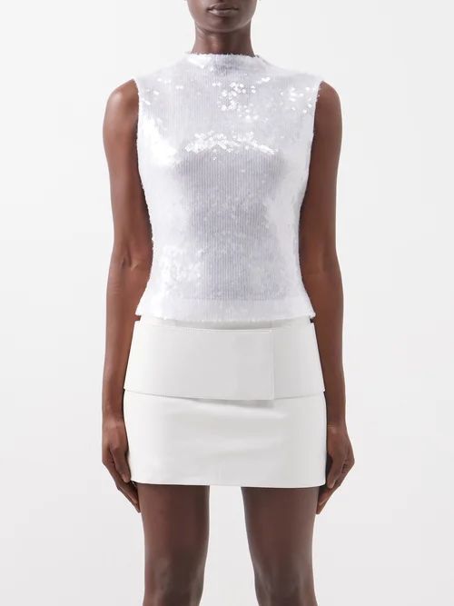 Tania Sequinned-mesh Sleeveless Top - Womens - Clear