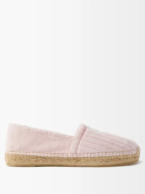 Logo-embroidered Towelling Espadrilles - Womens - Pink