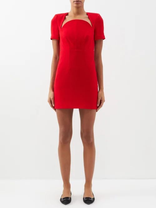 Moon Wool-crepe Mini Dress - Womens - Red