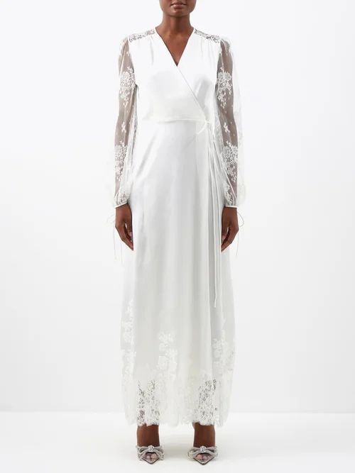 Tulle-lace And Satin Gown - Womens - White
