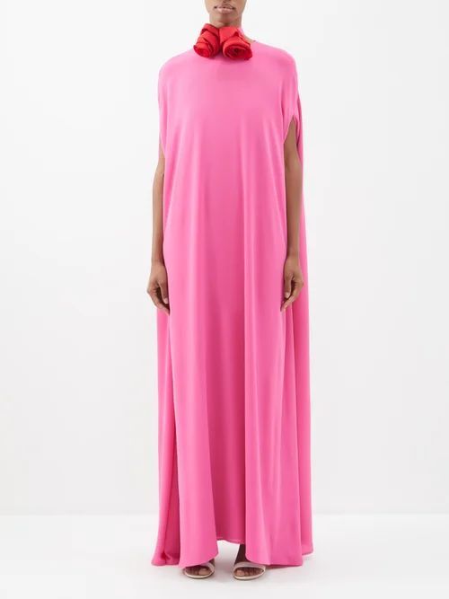 Eleonore Crepe Cape Gown - Womens - Mid Pink