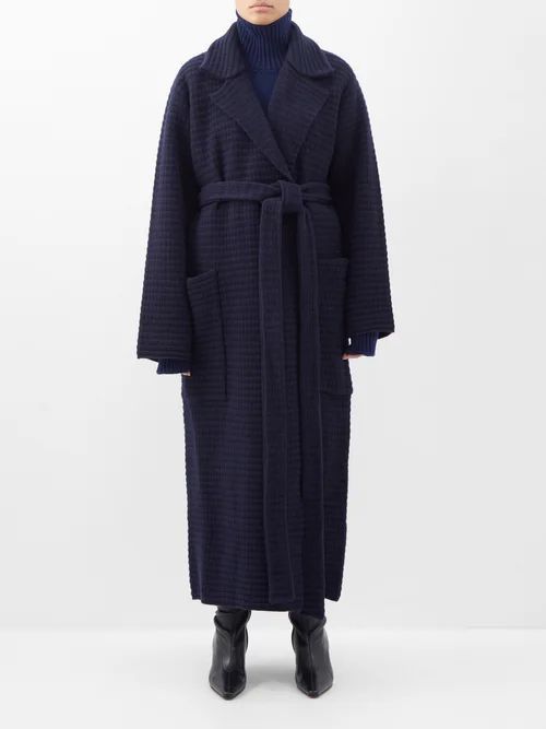 Caroline Belted Wool-blend Coat - Womens - Navy