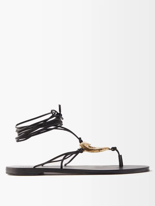 Love Ankle-tie Leather Sandals - Womens - Black