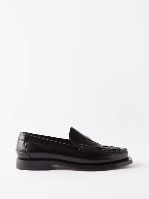 Nombela Woven Leather Loafers - Womens - Black