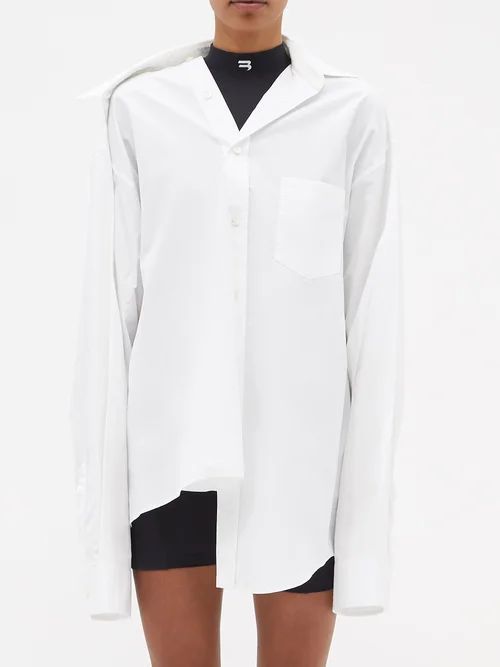 Twisted Cotton-poplin Shirt - Womens - White
