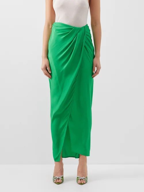 Paita High-rise Silk Wrap Maxi Skirt - Womens - Green