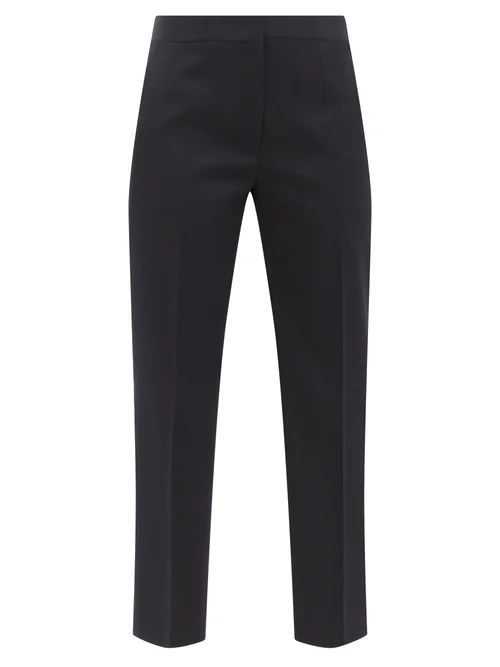 Tailored Cropped Wool-gabardine Trousers - Womens - Navy