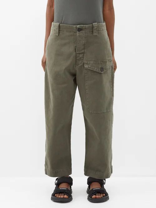 Organic Cotton Pocket-front Trousers - Womens - Dark Khaki