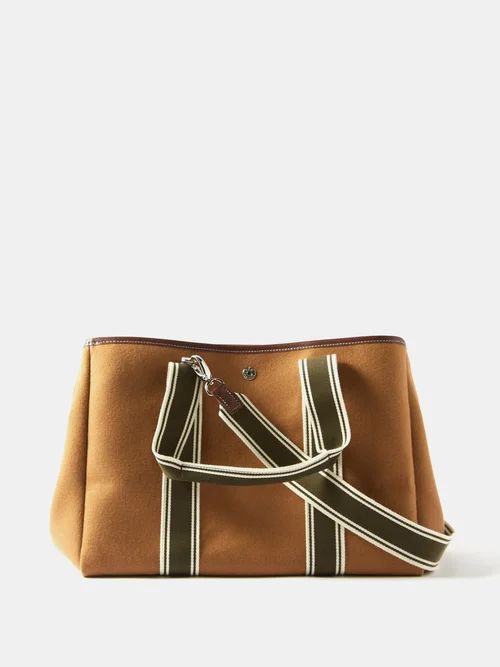 Traversee M Leather-trim Flannel Tote Bag - Womens - Tan Multi