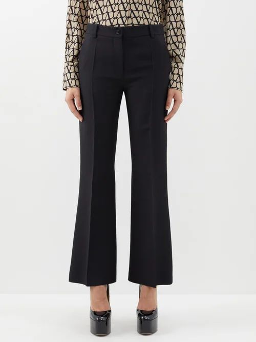 Crepe Couture Wool-blend Flared Trousers - Womens - Black