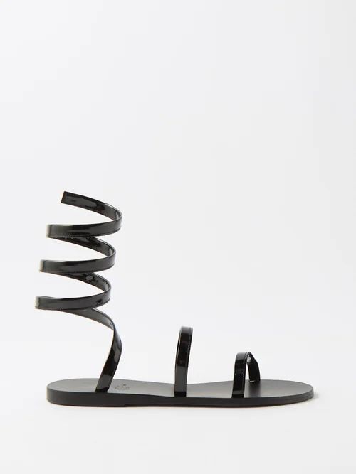 Ofis Wrap Patent-leather Flat Sandals - Womens - Black