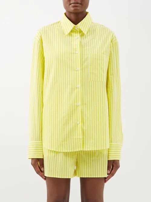 Lui Striped Organic Cotton-poplin Boxer Shorts - Womens - Yellow White