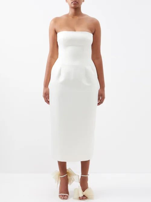 Leila Sheath Strapless Faille Dress - Womens - Ivory