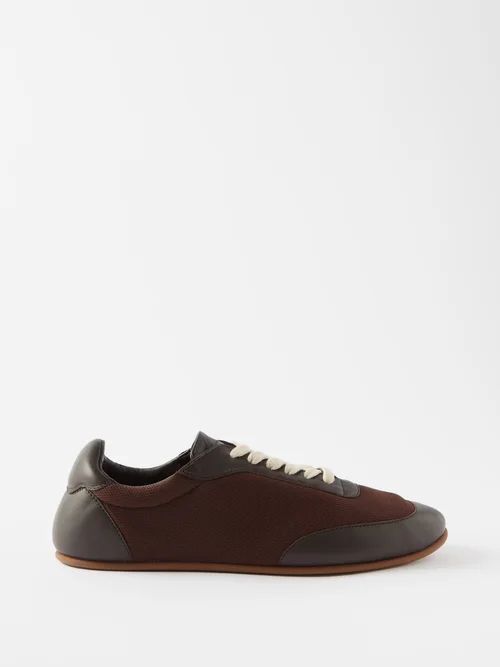 Owen City Mesh And Leather Trainers - Womens - Brown