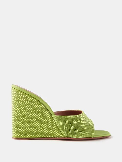 Lupita 95 Silk-satin Wedge Sandals - Womens - Green Multi