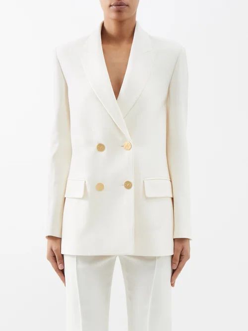Crepe Couture Wool-blend Suit Jacket - Womens - Ivory