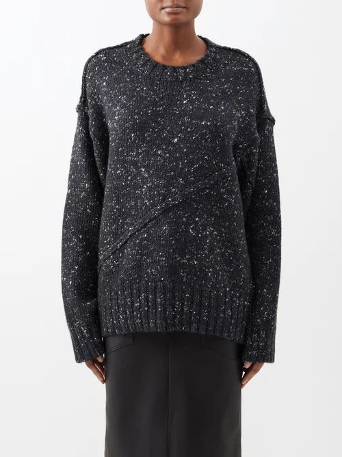 Fileas Panelled Flecked Wool-blend Sweater - Womens - Black