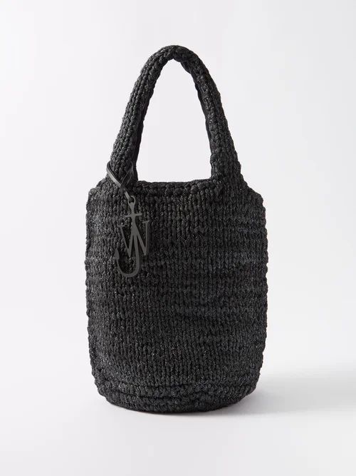 Knitted Metallic-effect Tote Bag - Womens - Black