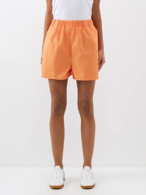 Lui Organic Cotton-poplin Shorts - Womens - Orange
