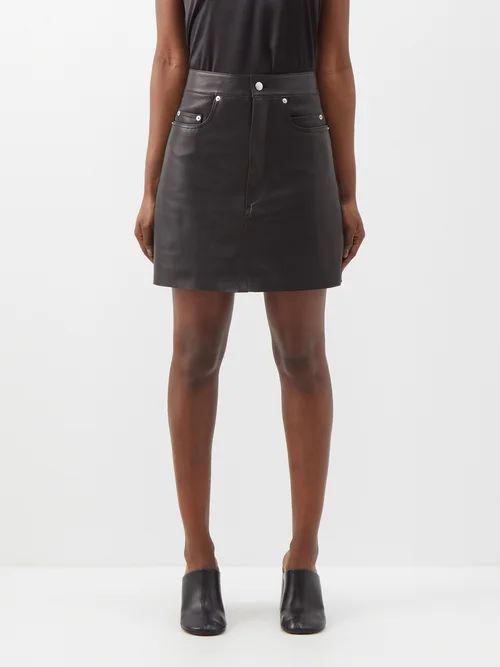 Lido Mid-rise Leather Mini Skirt - Womens - Black