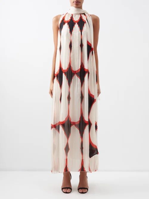 Nina Halterneck Silk-chiffon Maxi Dress - Womens - Multi