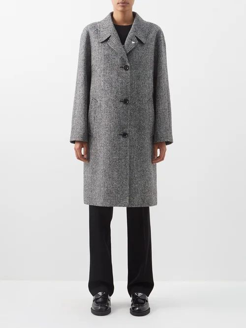 Donegal Single-breasted Wool-blend Coat - Womens - Black White