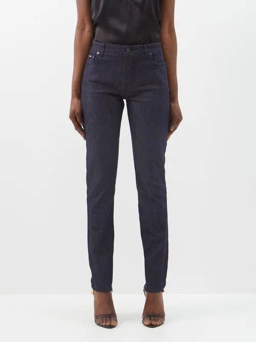 Zipped-cuff Skinny Jeans - Womens - Indigo