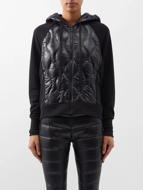 Quilted Down And Jersey Hooded Ski Jacket - Womens - Black