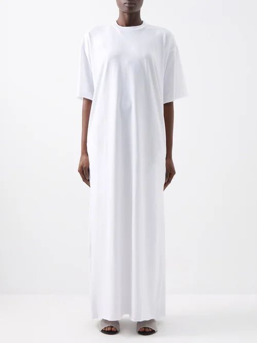 Recycled-yarn Cotton-blend Maxi T-shirt Dress - Womens - White