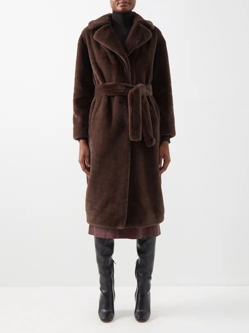 Faux-fur Coat - Womens - Dark Brown