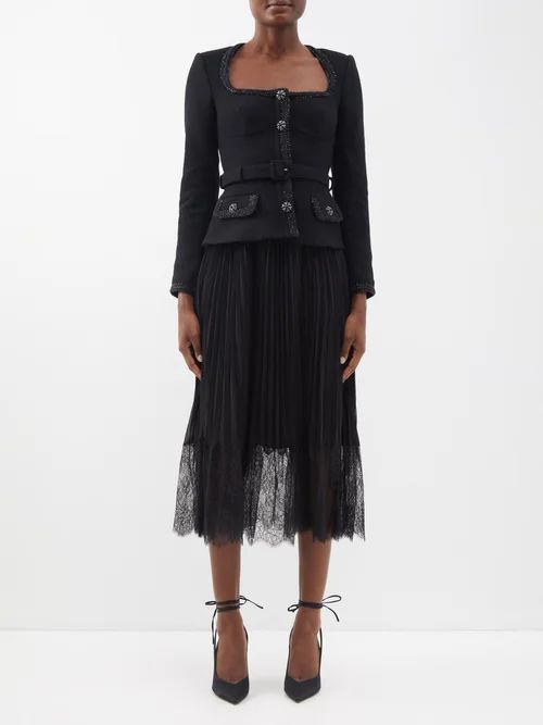 Tailored-bodice Midi Dress - Womens - Black
