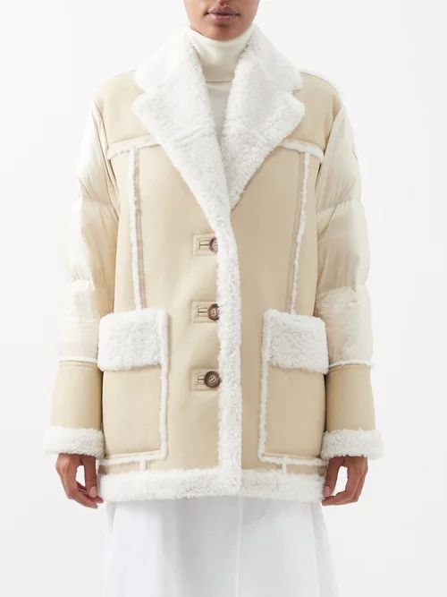 Ilay Shearling-panelled Down Jacket - Womens - Cream